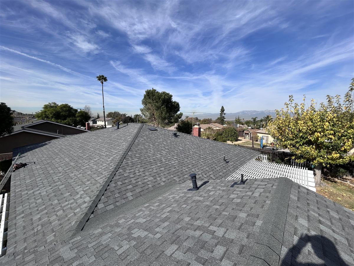 Roof installation with mountain view